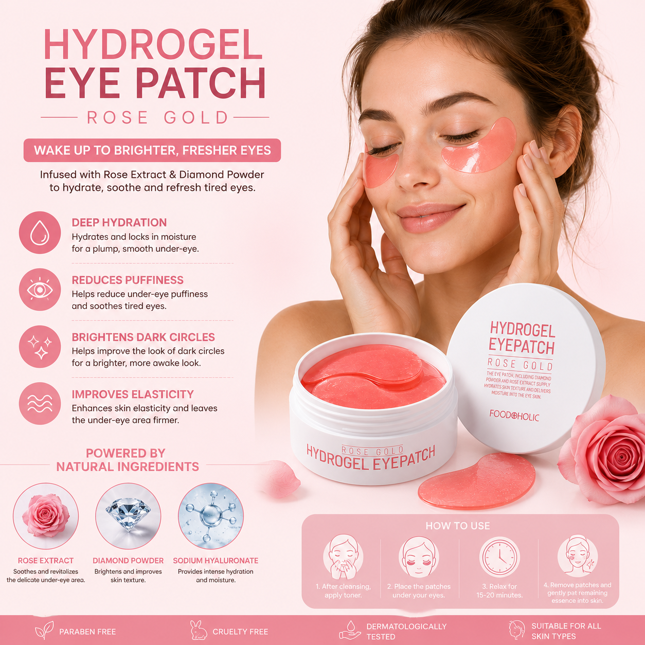 Rose Gold Hydrogel Under Eye Patches